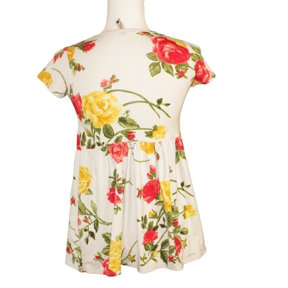 Pomelo women’s XS Short Sleeve Baby Doll White Floral Shirt - Picture 3 of 5